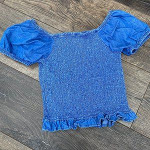 Zara Smocked Denim Top